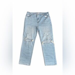 Abercrombie & Fitch Light Blue Straight Leg Ripped Jeans